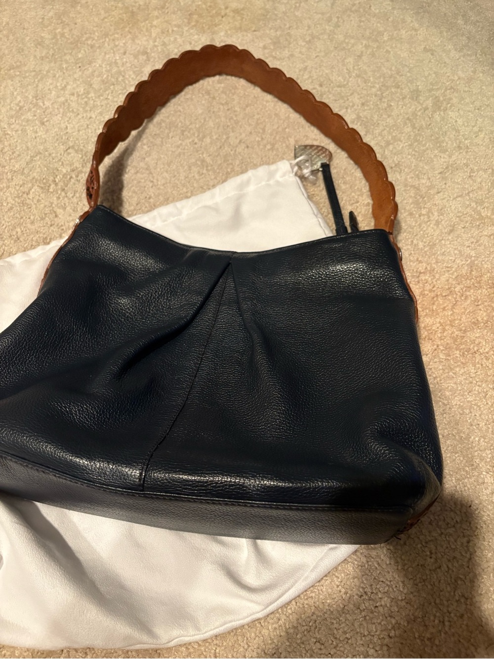 Vintage Brighton Navy Leather Braided Medium Bag Purse  Gypsy